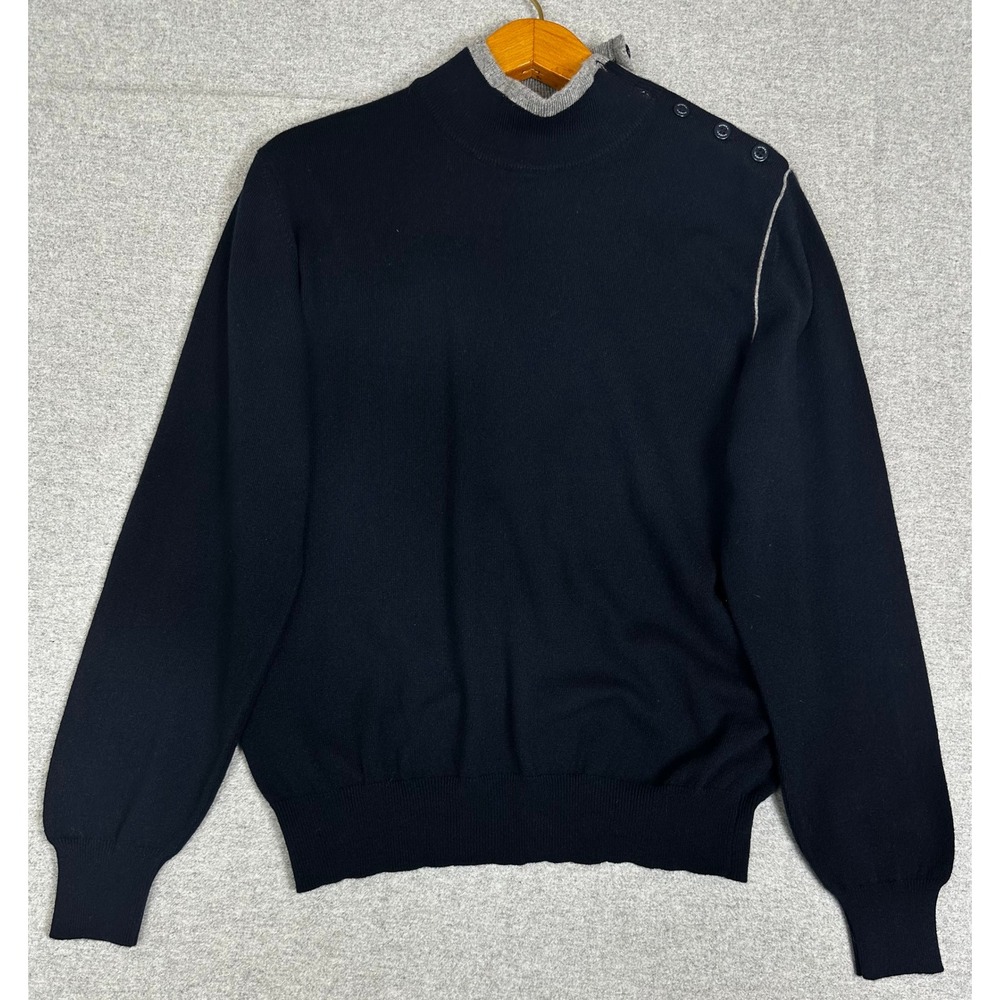 Officine Panerai 100% Cashmere Sweater Mens M Navy Mock Neck Made Italy